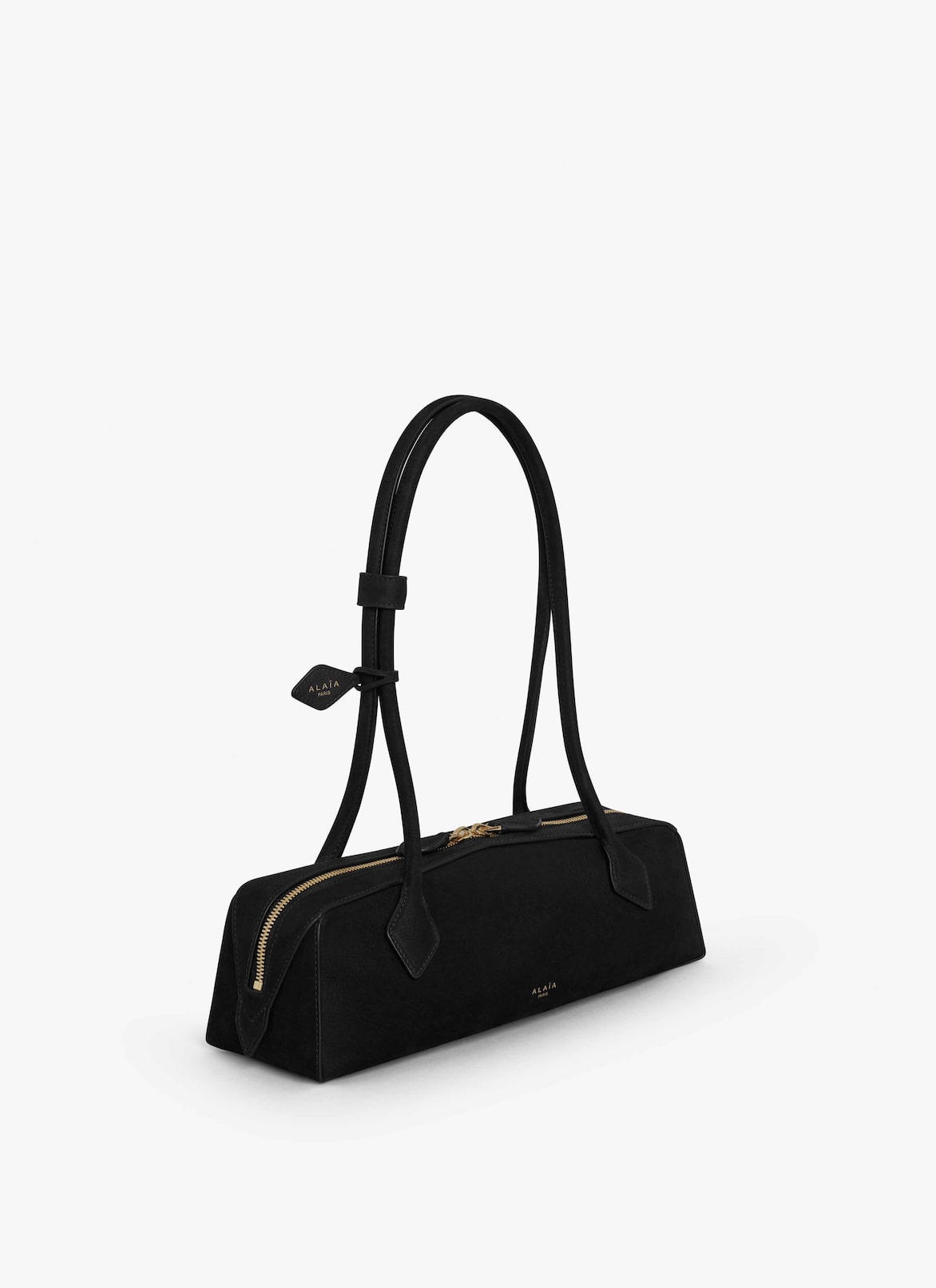 LE TECKEL MEDIUM BAG IN NUBUK CALFSKIN ALAÏA BLACK/GOLD LE TECKEL MEDIUM BAG IN NUBUK CALFSKIN